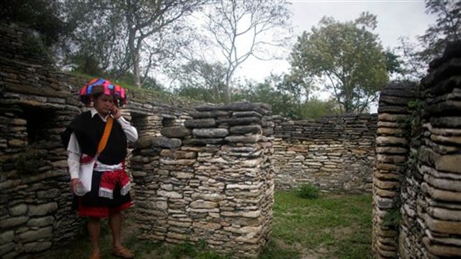 Indigenous Mayan on Cell Phone